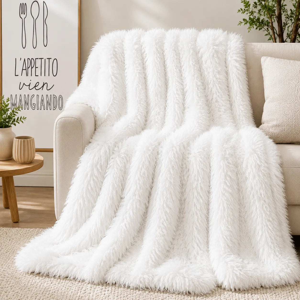 Plaid cocooning fausse fourrure