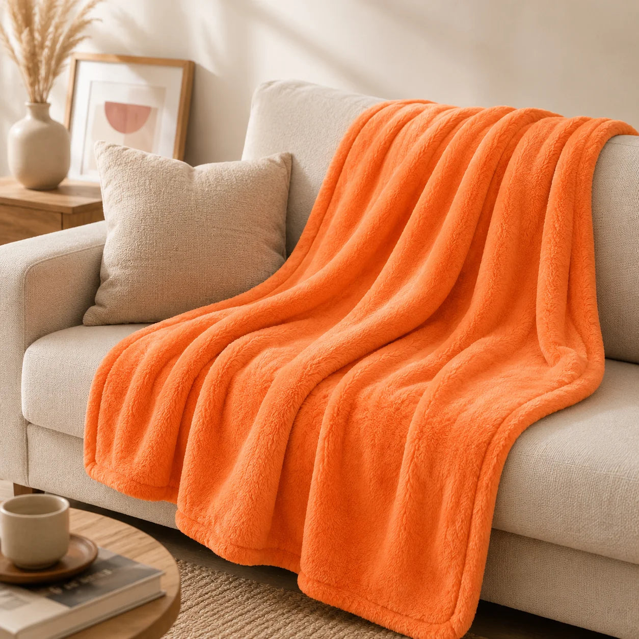 Plaid polaire orange