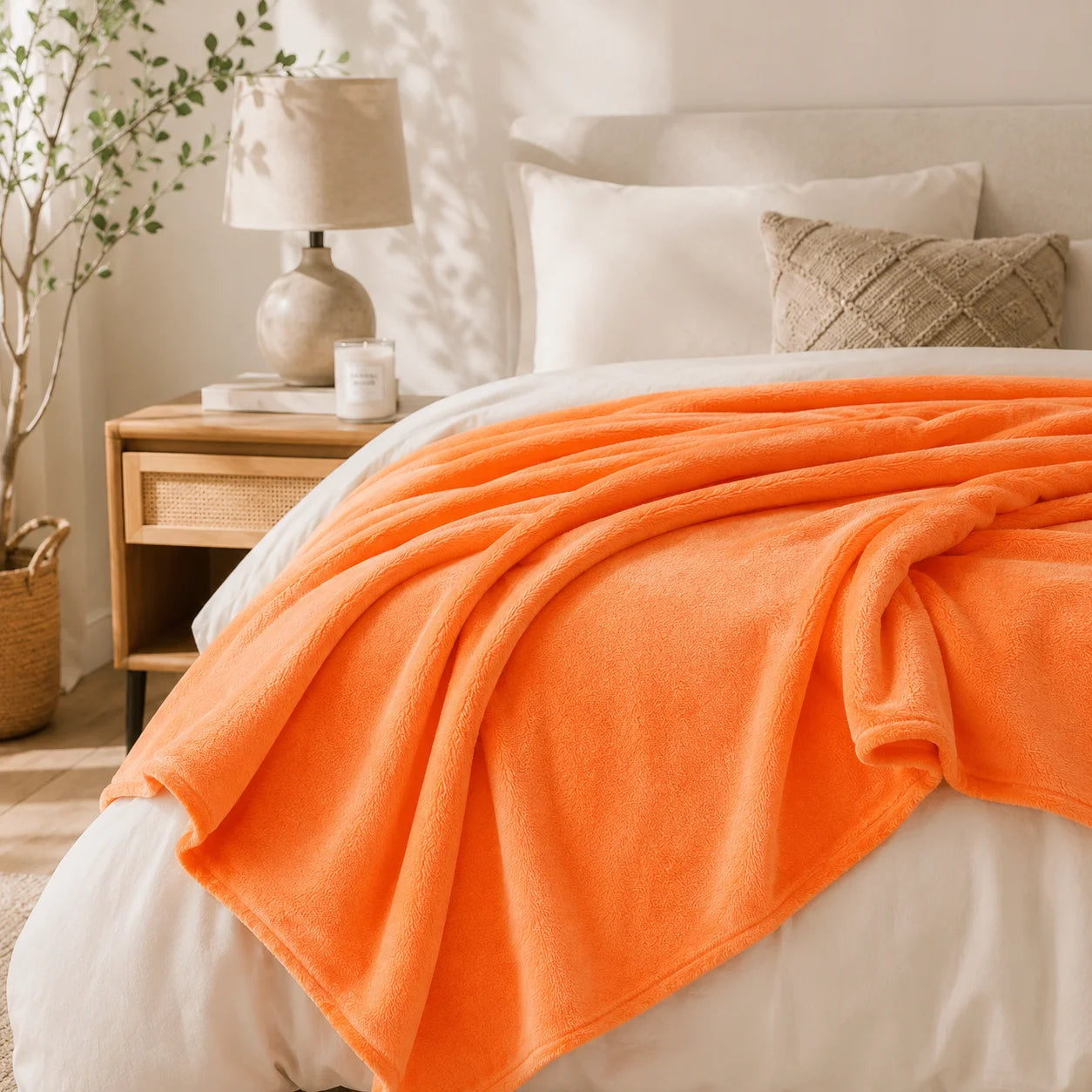 Plaid polaire orange