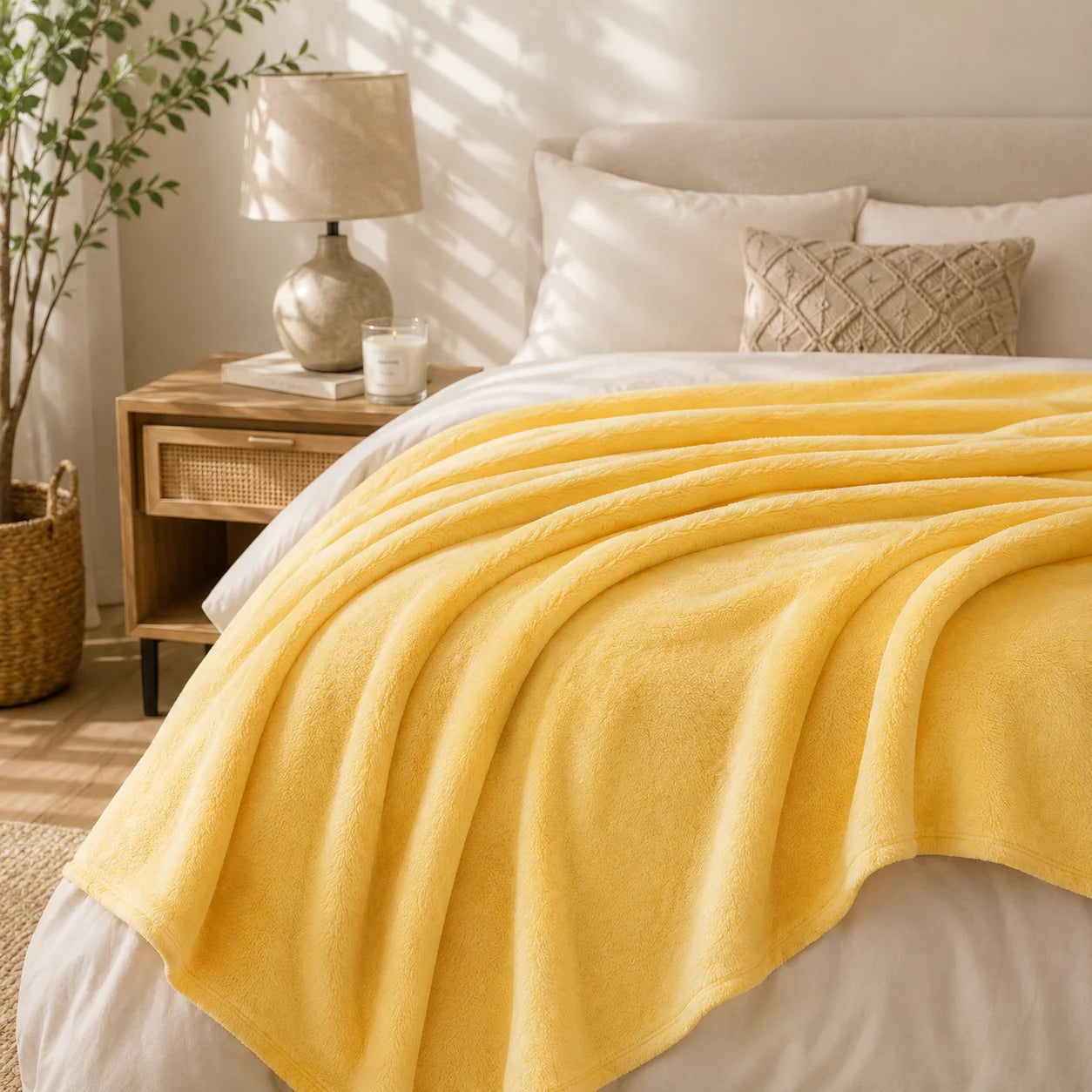 Plaid polaire jaune
