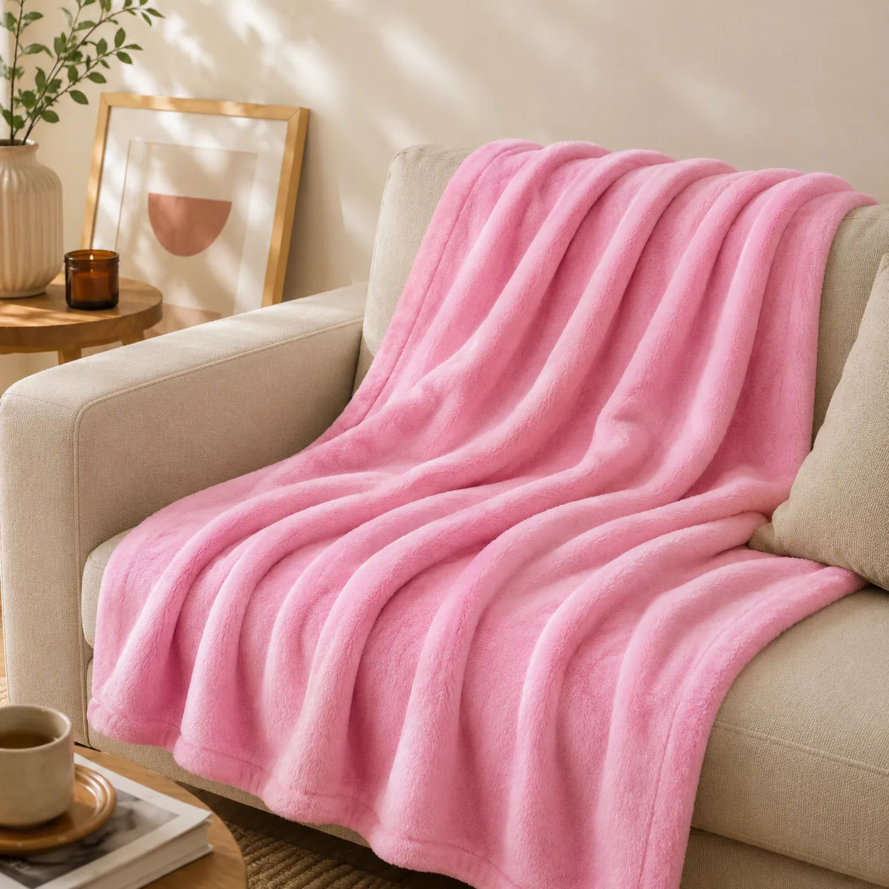 Plaid polaire rose