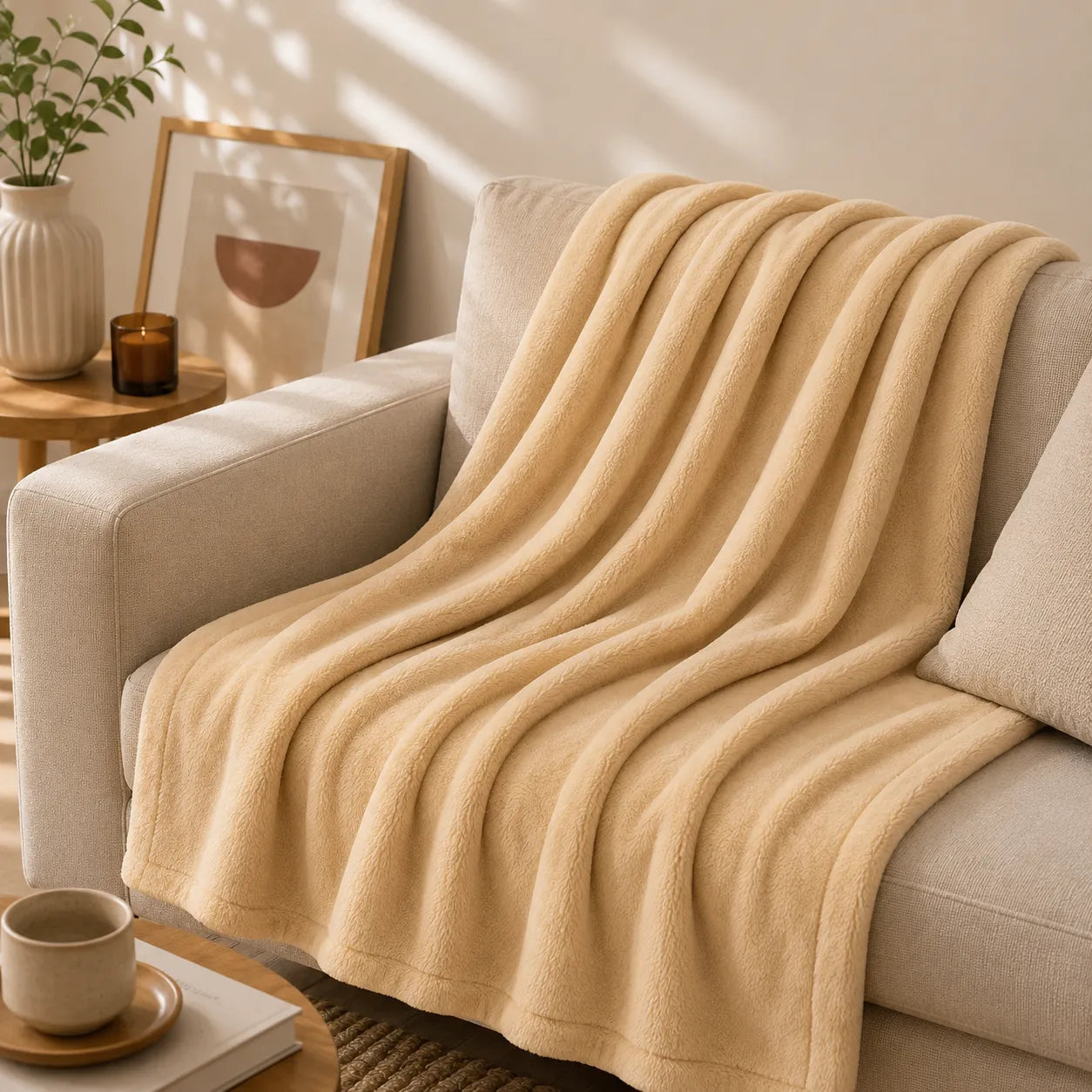 Plaid polaire beige