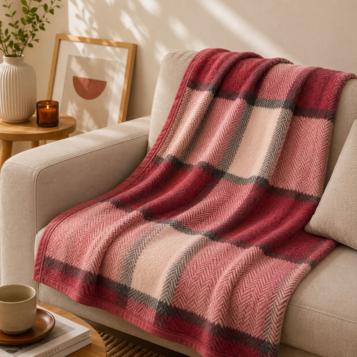 Plaid laine rose