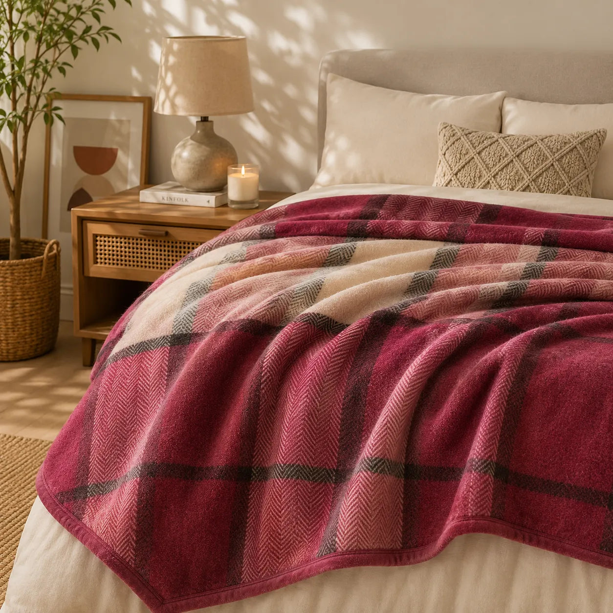 Plaid laine rose