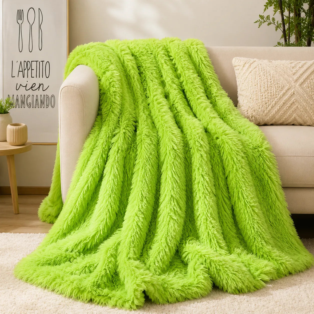 Plaid fausse fourrure vert
