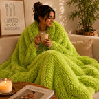 Plaid fausse fourrure vert