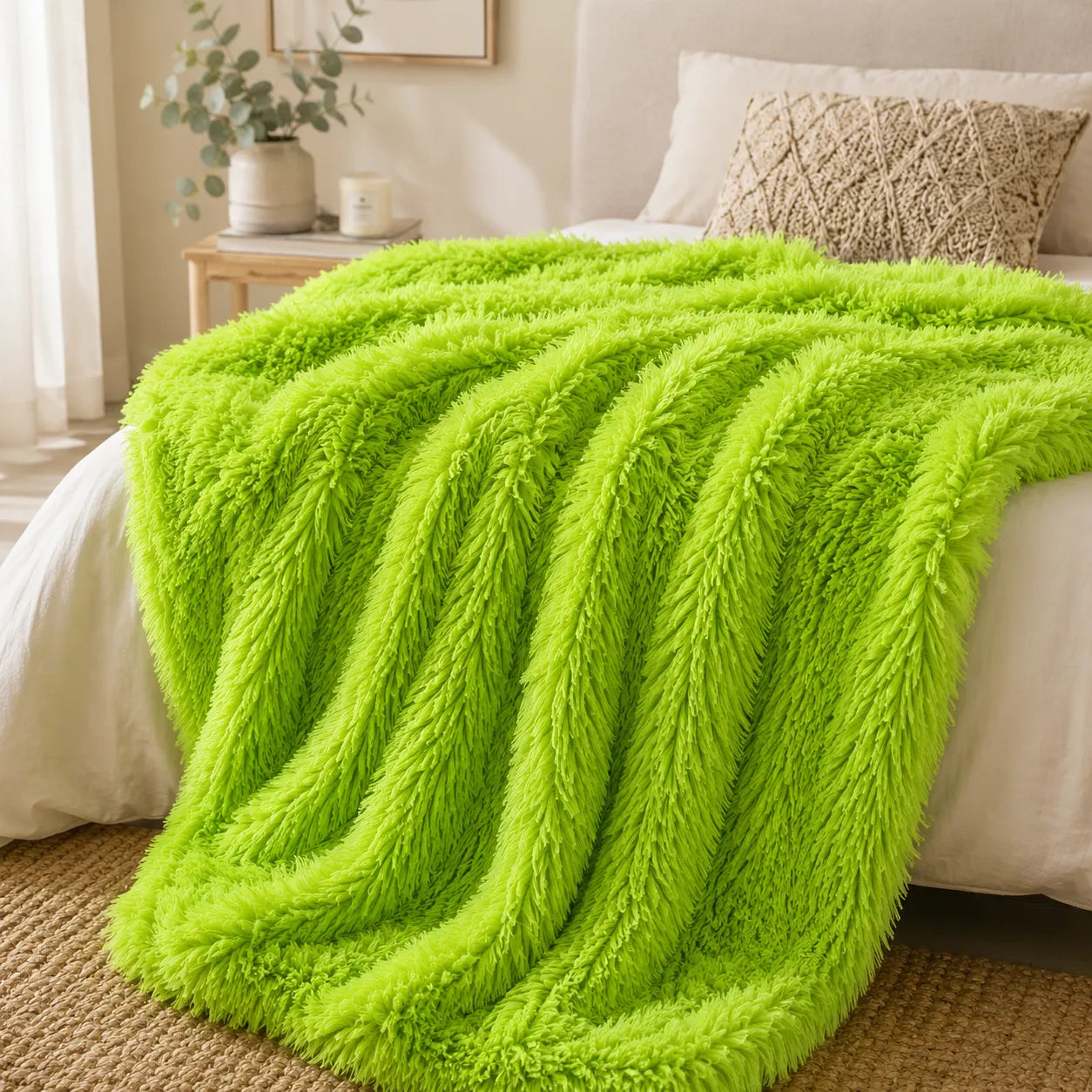 Plaid fausse fourrure vert