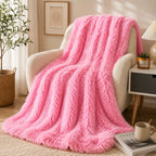 Plaid fausse fourrure rose
