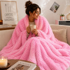 Plaid fausse fourrure rose