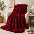 Plaid fausse fourrure rouge