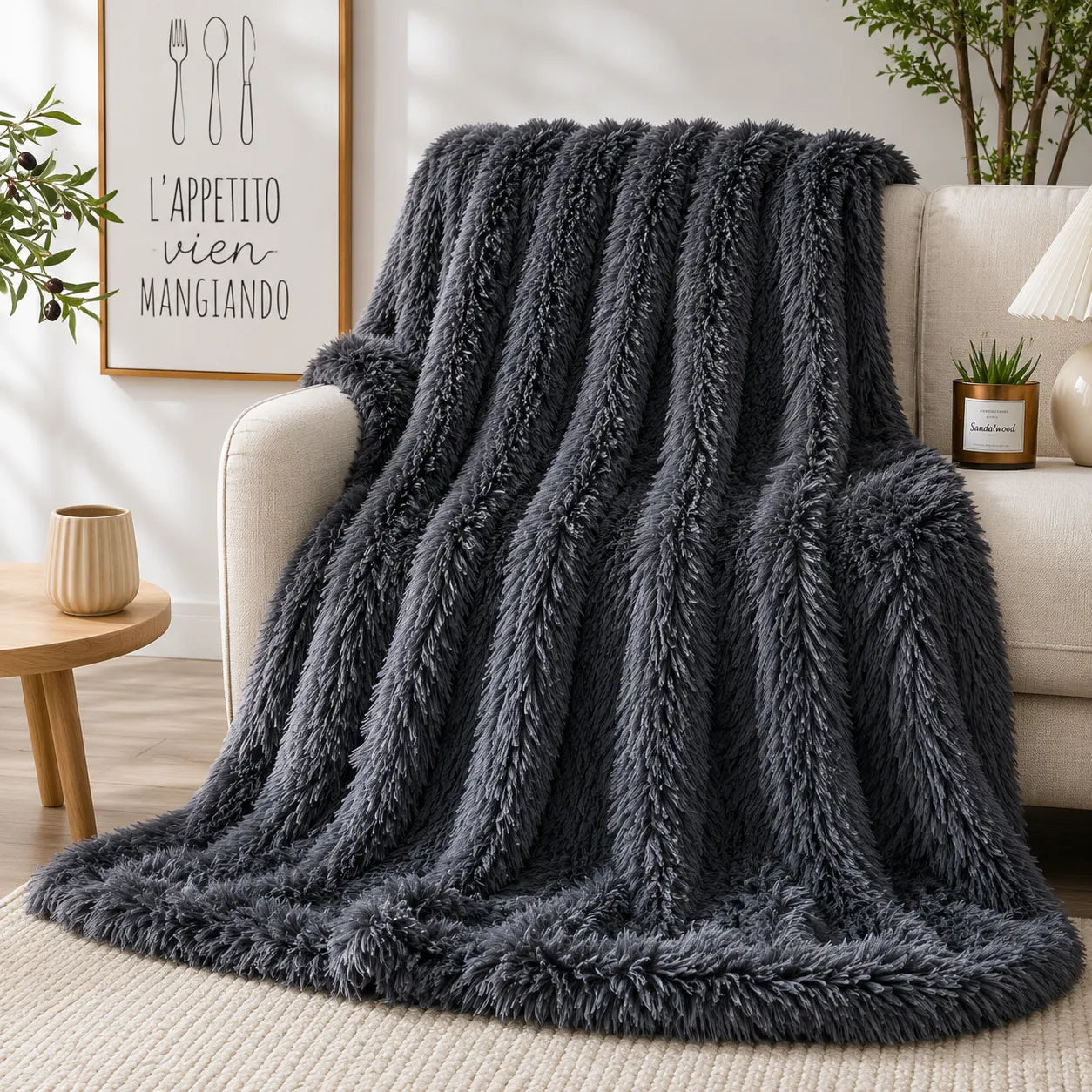 Grand plaid fausse fourrure