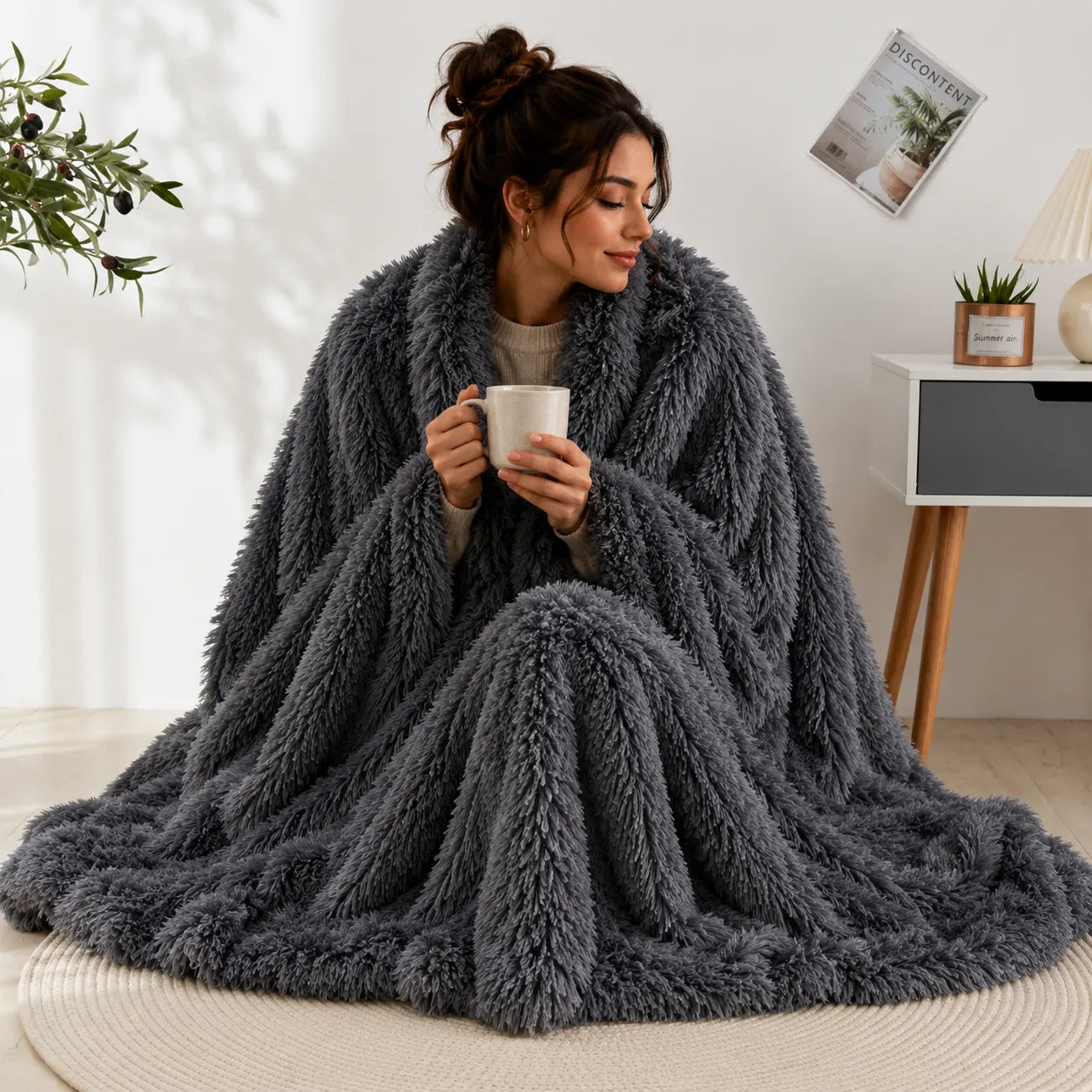 Grand plaid fausse fourrure