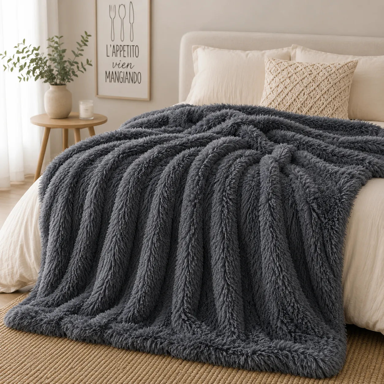 Grand plaid fausse fourrure