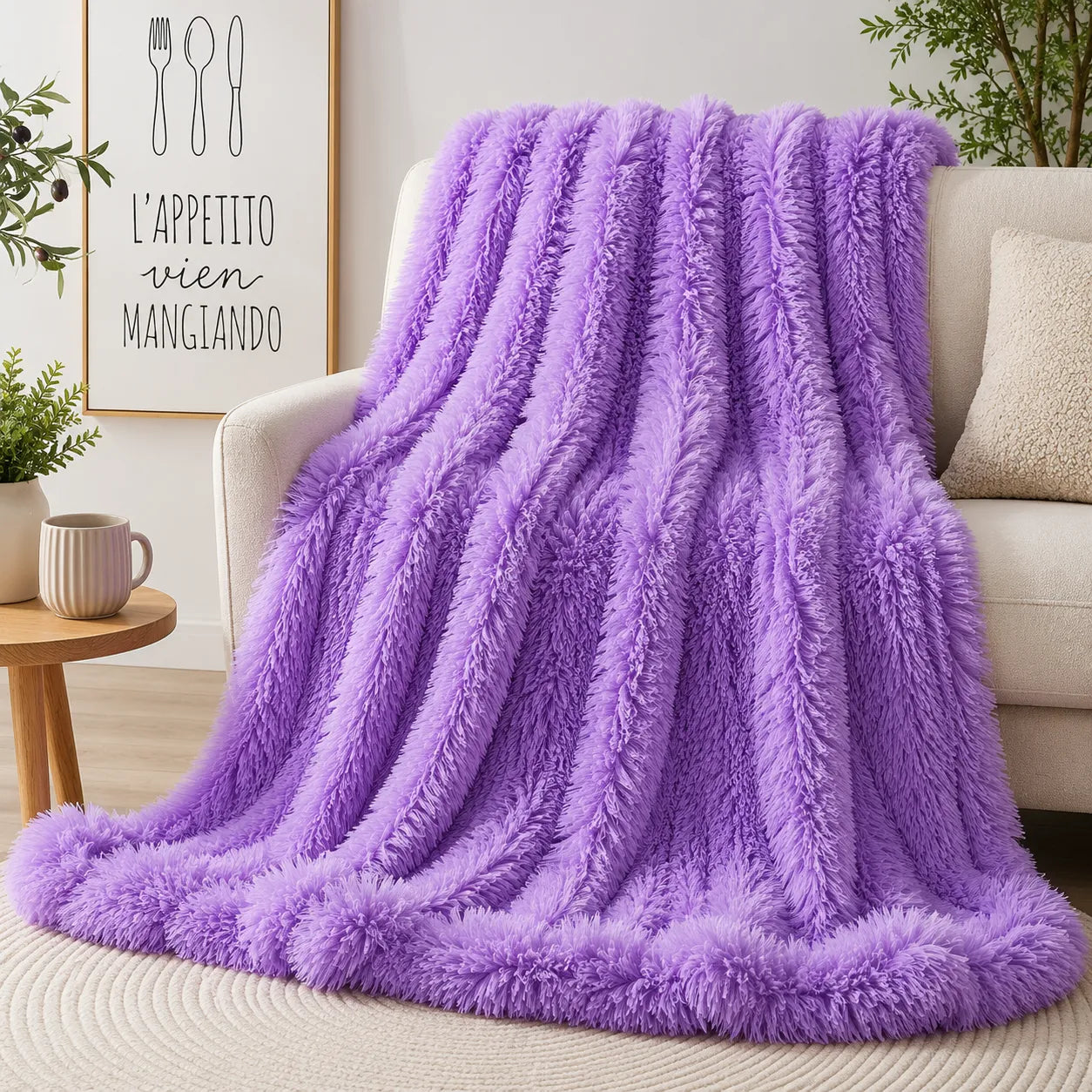 Plaid fausse fourrure violet