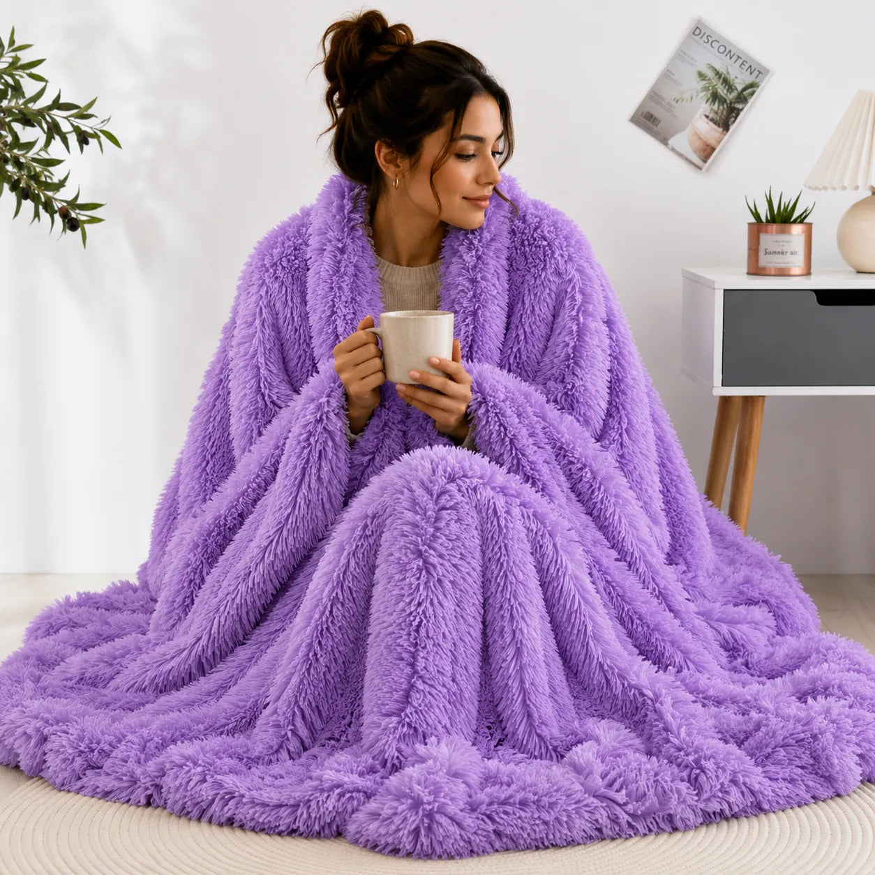 Plaid fausse fourrure violet