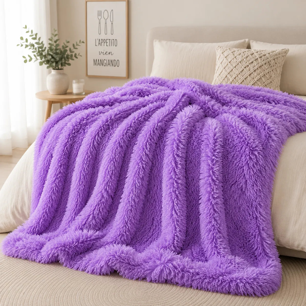 Plaid fausse fourrure violet
