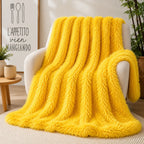 Plaid fausse fourrure jaune