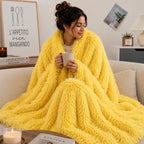 Plaid fausse fourrure jaune