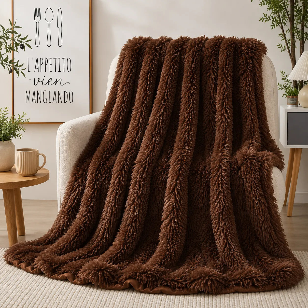 Plaid fausse fourrure marron