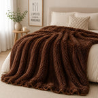 Plaid fausse fourrure marron