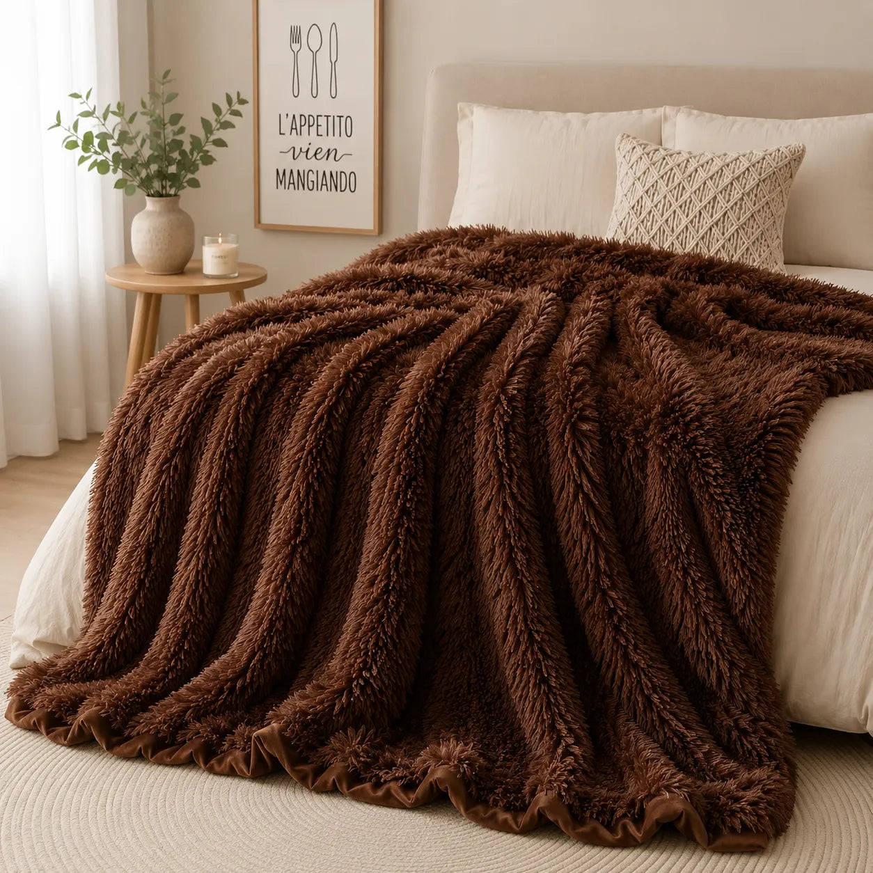Plaid fausse fourrure marron