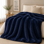 Plaid fausse fourrure bleu