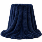 Plaid fausse fourrure bleu