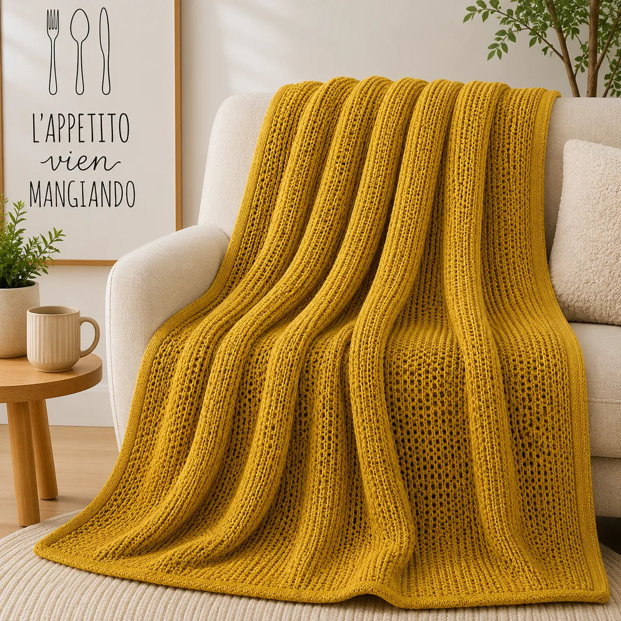 Plaid coton jaune