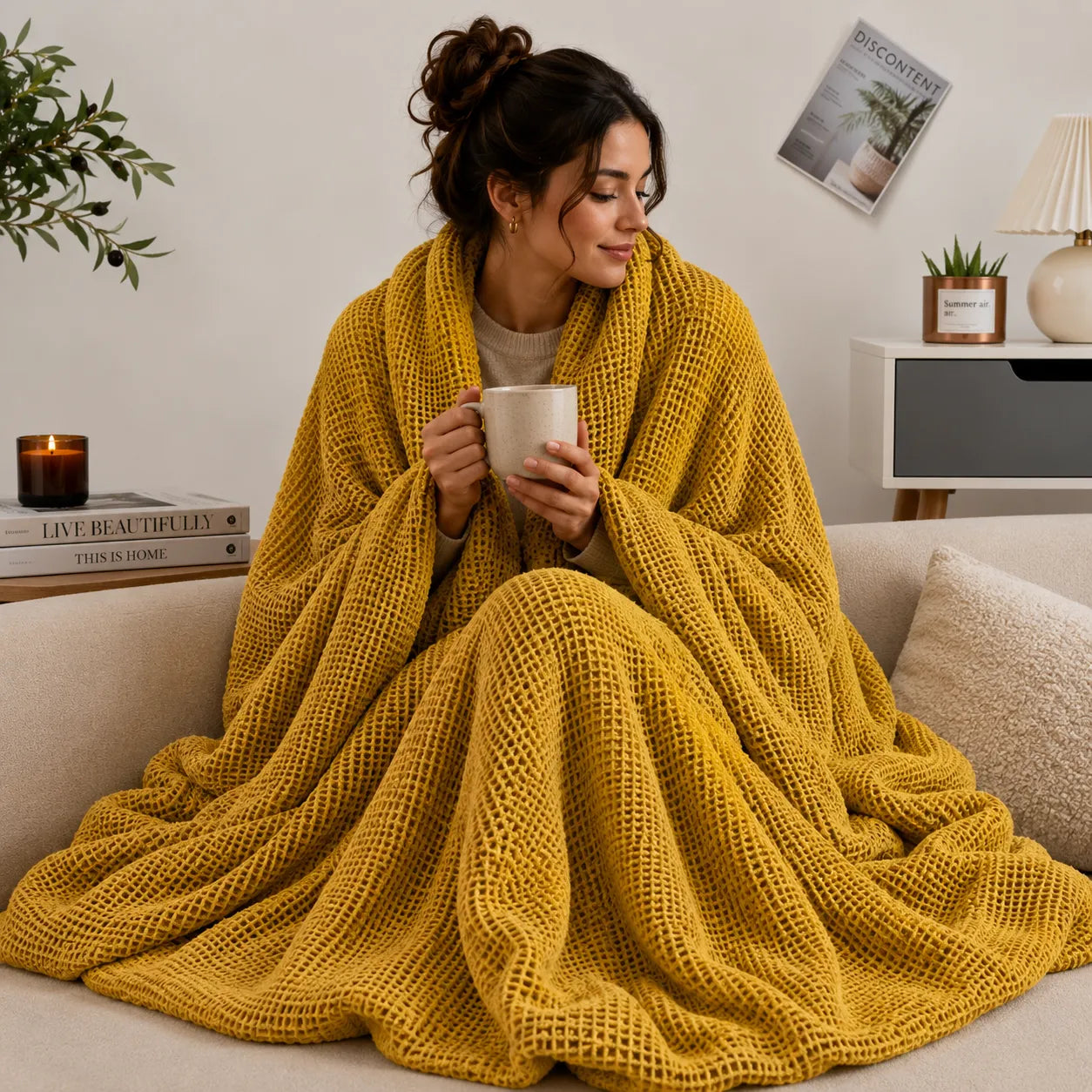Plaid coton jaune