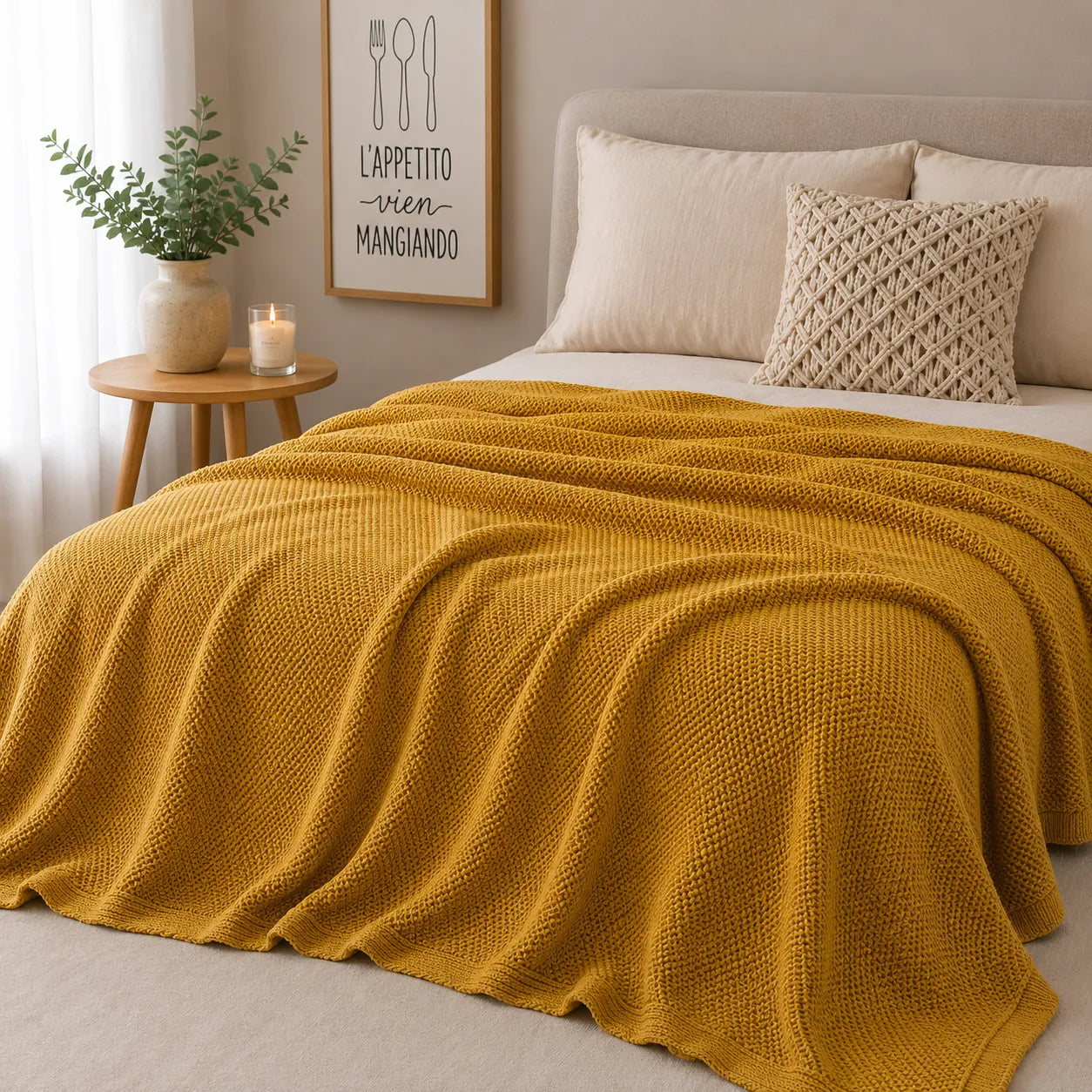 Plaid coton jaune