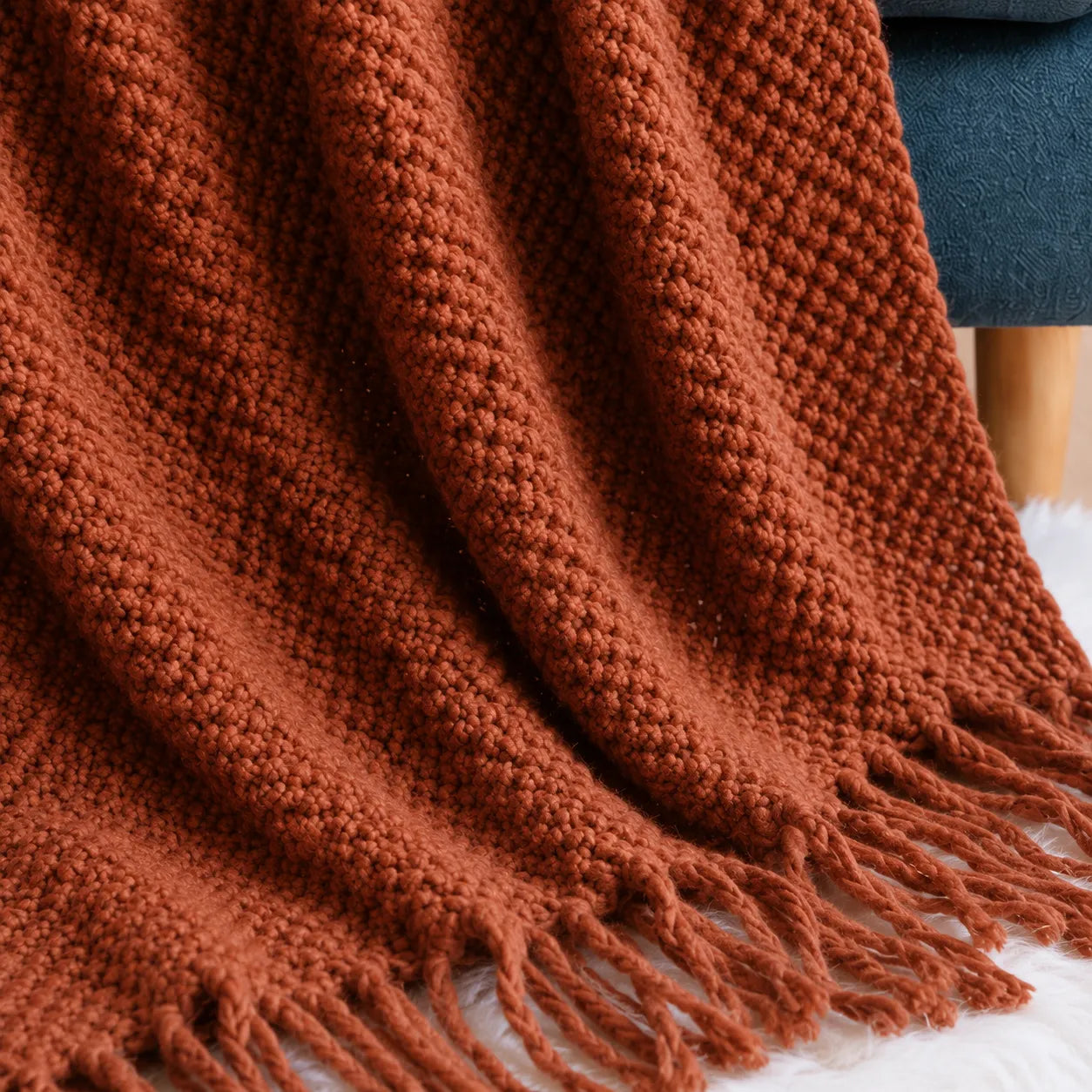 Plaid canapé terracotta