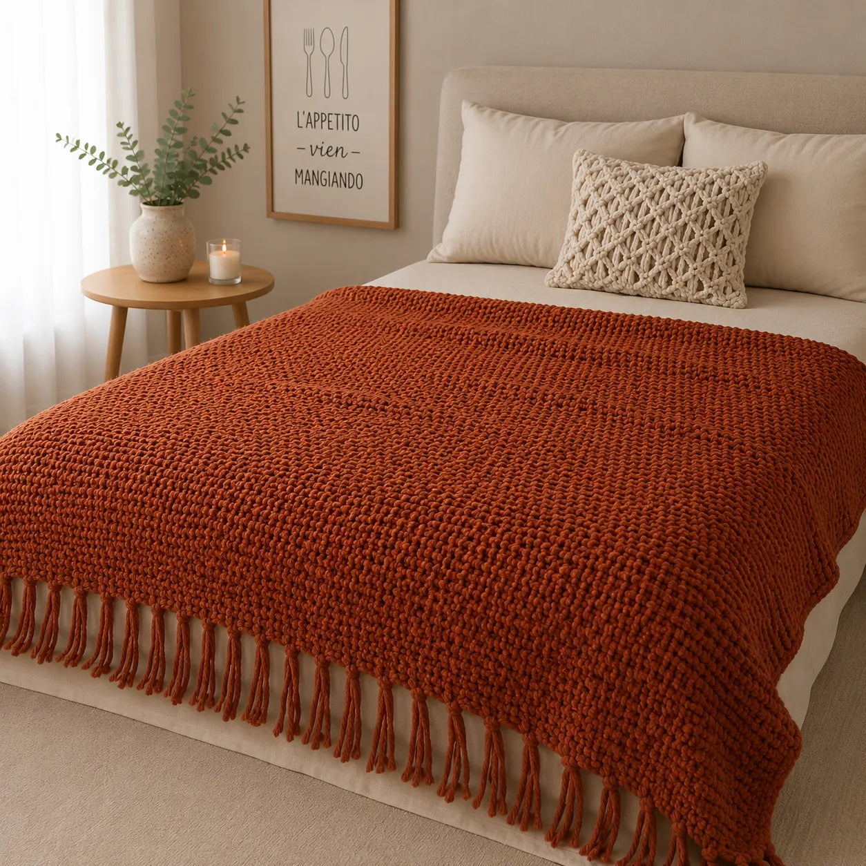Plaid canapé terracotta