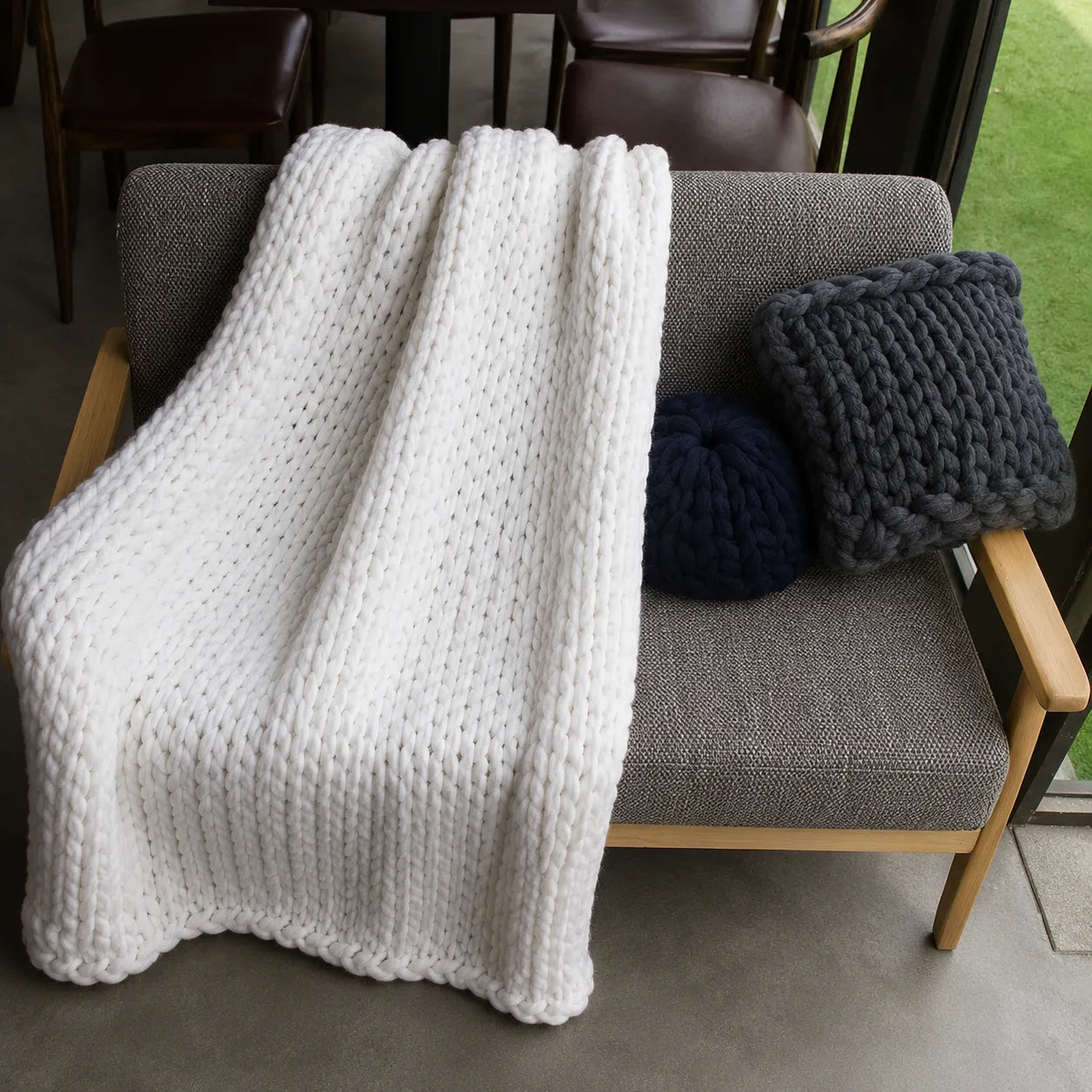Plaid cocooning grosse maille