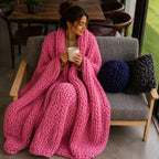 Plaid grosse maille rose
