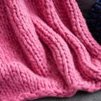 Plaid grosse maille rose