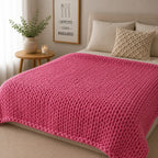 Plaid grosse maille rose