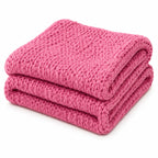 Plaid grosse maille rose