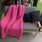 Plaid grosse maille rose