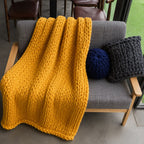 Plaid grosse maille jaune