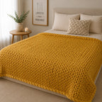 Plaid grosse maille jaune