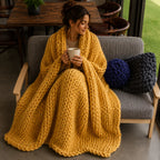 Plaid grosse maille jaune