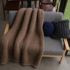 Plaid grosse maille marron
