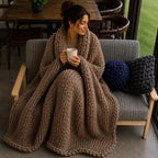 Plaid grosse maille marron