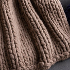 Plaid grosse maille marron