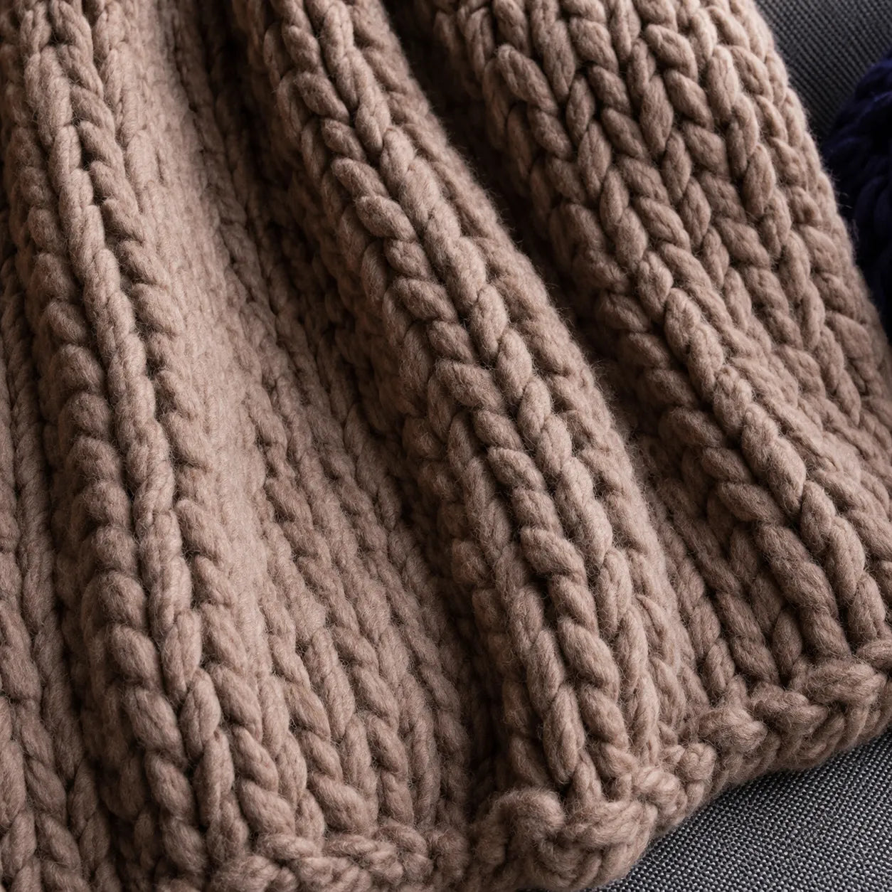 Plaid grosse maille marron
