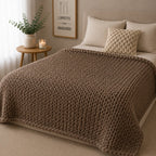 Plaid grosse maille marron
