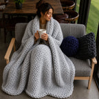 Plaid grosse maille gris