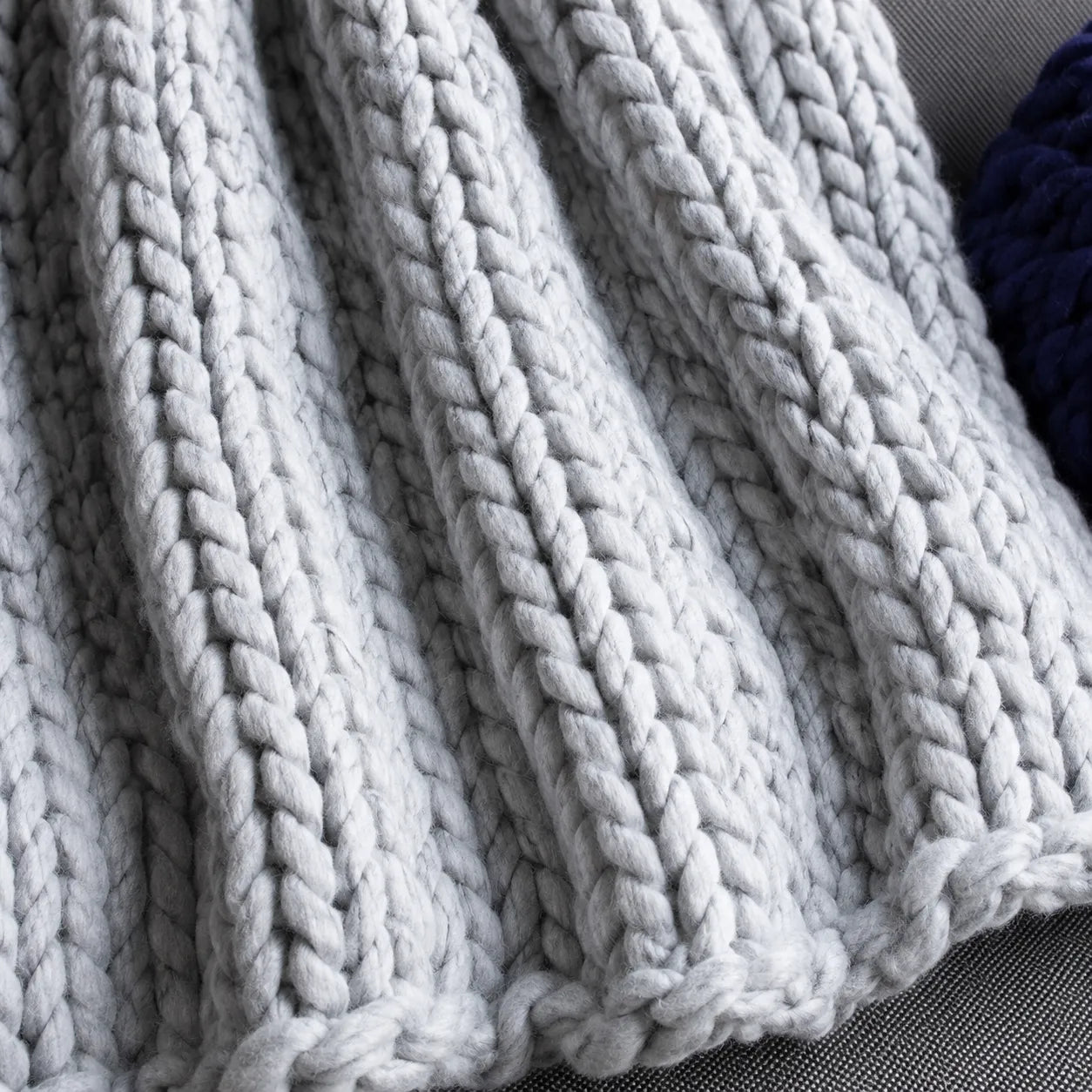 Plaid grosse maille gris