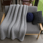 Plaid grosse maille gris