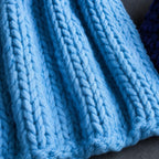 Plaid grosse maille bleu